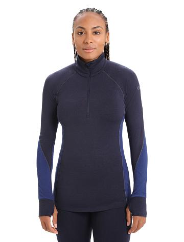 Women's Icebreaker BodyfitZone™ Merino 260 Zone Long Sleeve Half Zip Thermal Top Base Layers Midnight Navy / Royal Navy | CA 1050YXFU